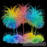 Three Trees Palmers In Neon Landscape Ai Art