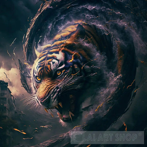 Tiger Tornado Ai Artwork