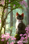 Tiny Cute Kitten In The Forest Animal Ai Art