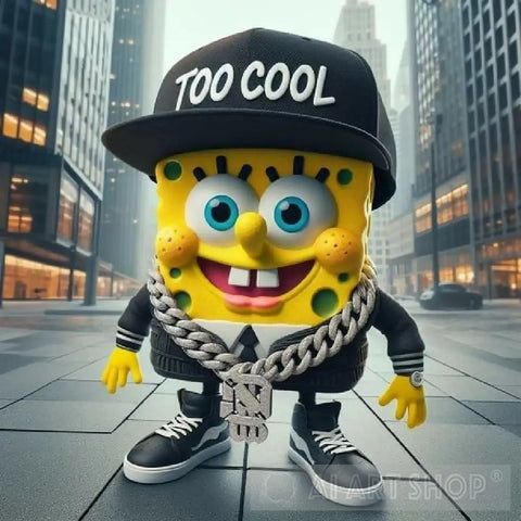 Too Cool Spongebob: Gangster Swag Digital Art Ai Artwork