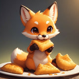 Charming Baby Fox Enjoying Baked Treats