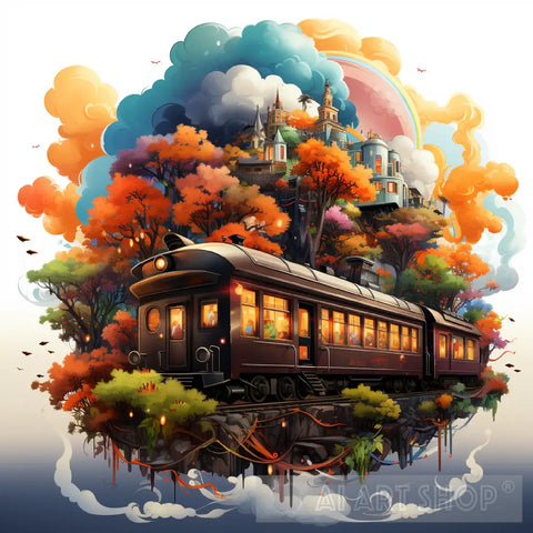 Train On Tree Ai Painting