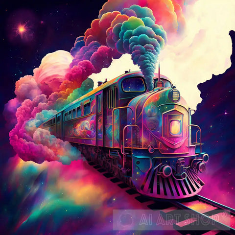 Trains Across The Rainbow Bridge Ai Artwork