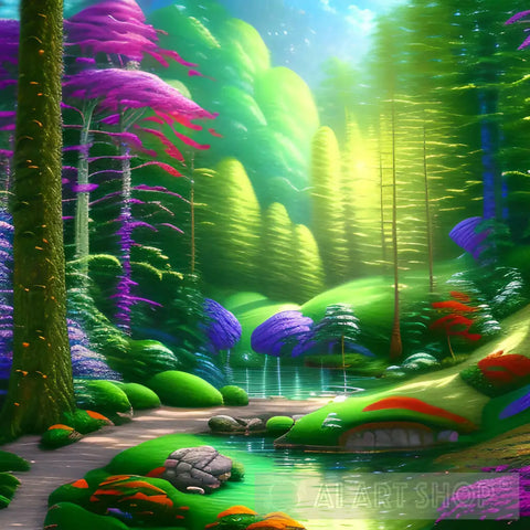 Tranquil Forest Background Landscape Ai Art