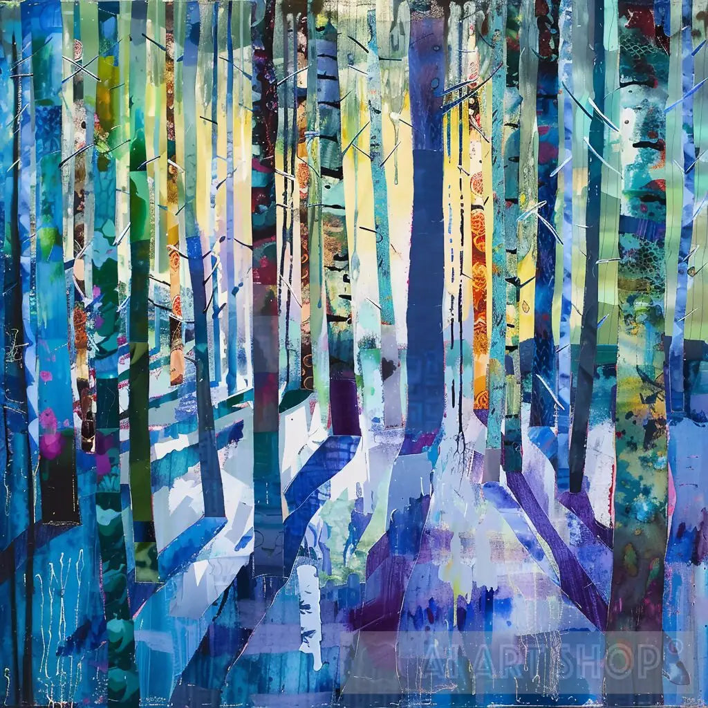 Abstract Writing Nature Tranquil Forest Collage - Abstract Nature Art