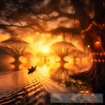 Tranquil Forest Sunset: Nature Wall Art Ai