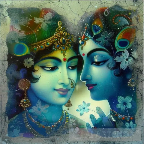 Transcendent Devotion: Radha-Krishna’s Eternal Embrace Ai Artwork