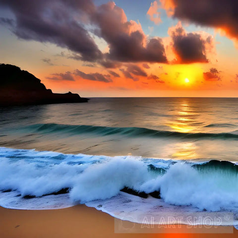 Tropical Ocean Sunset Landscape Ai Art