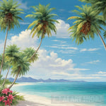 Tropical Paradise With Palm Trees Swaying In The Breeze And Beaches Ai Artwork