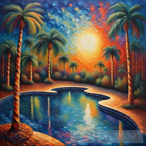 Tropical Sunset Serenity - Impressionism Ai Art