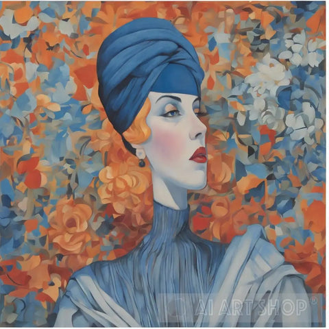 Twilight Elegance: Abstract Portrait In Blue Ai Art