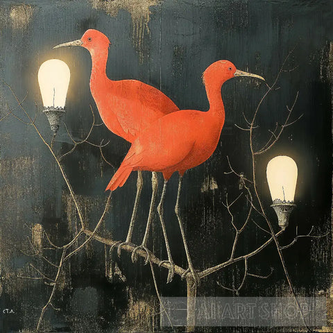 Two Birds By Nightfall Animal Ai Art