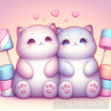 Two Marshmellow Kitten Ai Painting