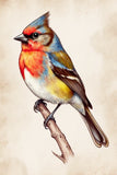 Colorful Pencil Sparrow – Hand-Drawn Style Digital Artwork
