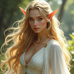 Ethereal Elven Queen with Flowing Golden Hair