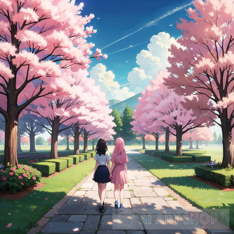 Under Pink Trees Ai Artwork