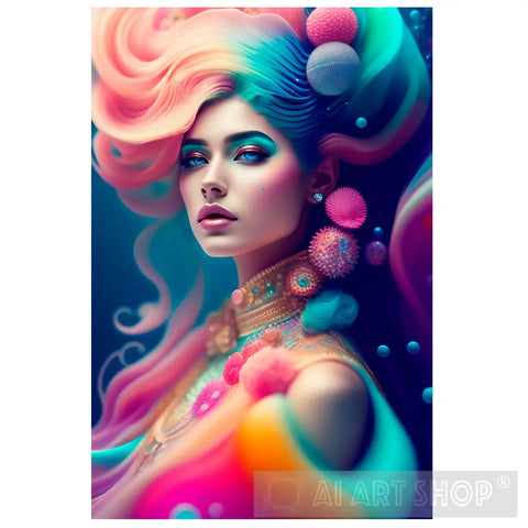 Underwater Pastel Color Girl Portrait Ai Art