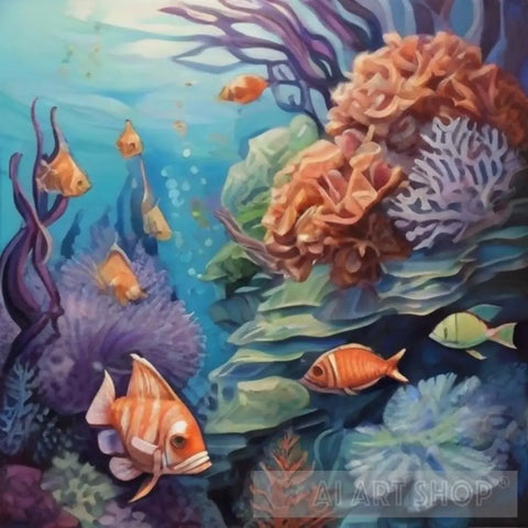 Underwater Scene With Fish Corals And Other Marine Life Ai Artwork