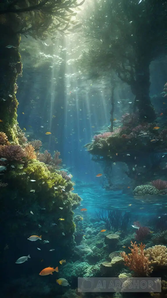 Underwater Symphony: A Super Realistic Depiction of an Enchanting Fore