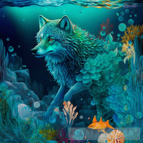 Underwater Wolf Animal Ai Art