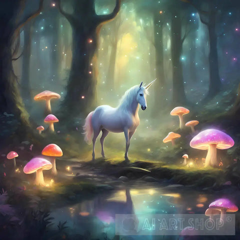 Unicorn In The Forest Animal Ai Art