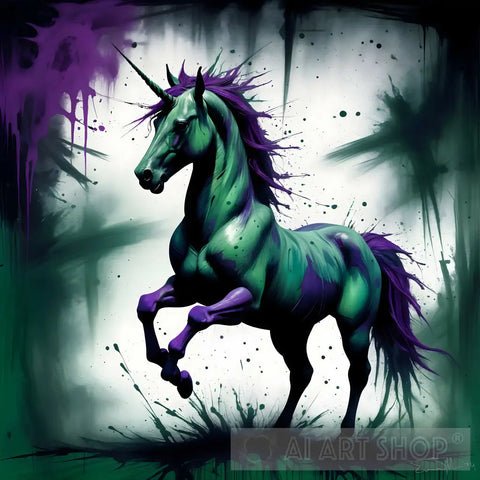 Unicorn In Two Colors Ai Painting