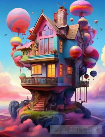 Unique Flying House Architecture Ai Art