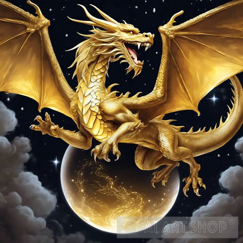 Universal Golden Dragon Ai Artwork