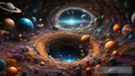 Universe Beyond Imagination: Multiverses In A Black Hole Abstract Ai Art