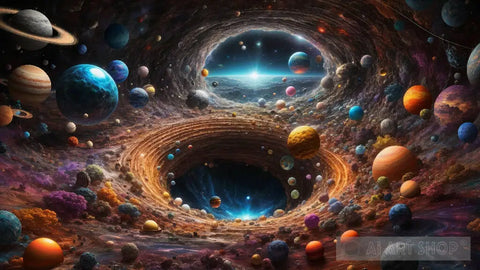 Universe Beyond Imagination: Multiverses In A Black Hole Abstract Ai Art