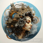 Urban Reverie: A Woman With A Cloud In Her Hair Amidst Abstract Cityscapes Surrealism Ai Art