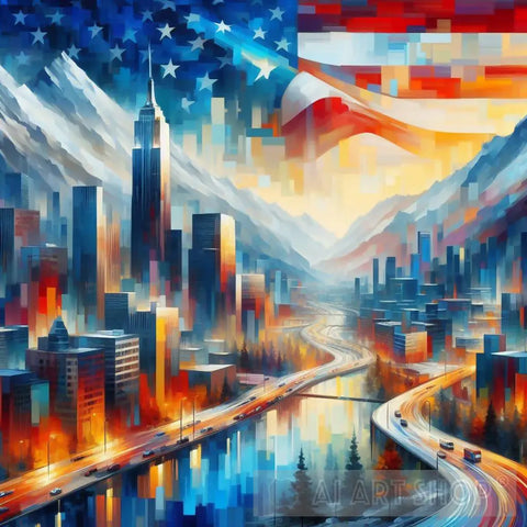 Usa Spectacular View Abstract Ai Art