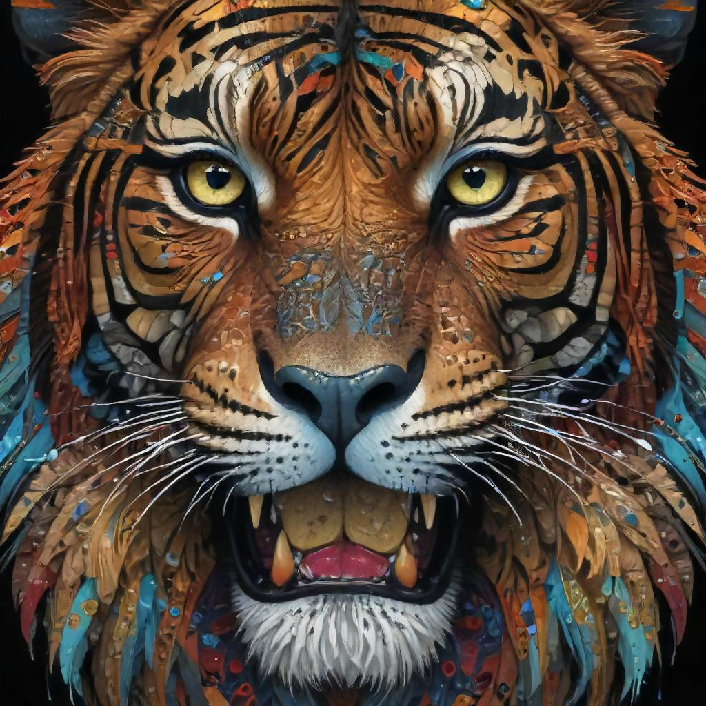 Fierce Tiger Mosaic Art