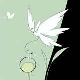 Whimsical Fairy Moth with Butterflies in Sage Green & Black Product Type: