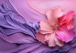 Ethereal Floral Art: Pink Blossom on Purple Waves