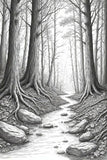 10 Mystic Forest Pathways: High-Res Monochrome Illustrations