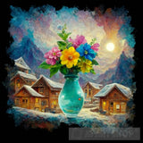 Vase Flowers Landscape Ai Art