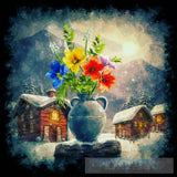 Vase Flowers Landscape Ai Art