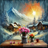 Vase Flowers Landscape Ai Art