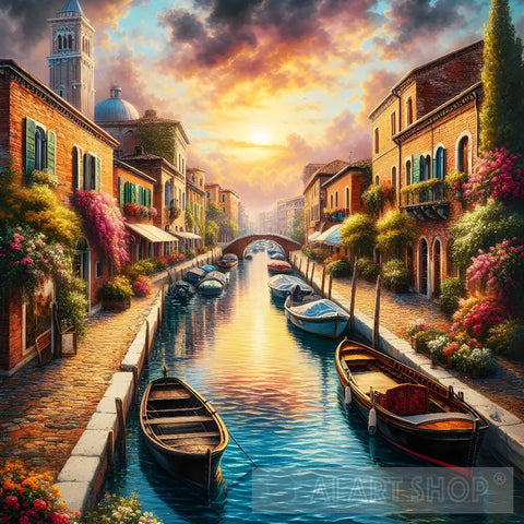 Venice Canal Painting Romantic European Art Italy Landscape venice-canal-painting-romantic-european-art-italy-landscape