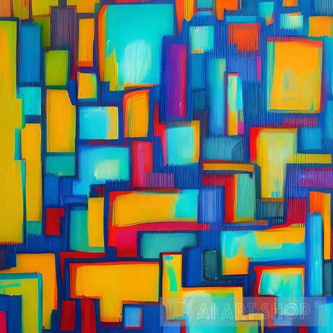 Vibrant And Energetic City Block Abstract Ai Art