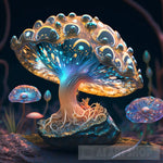 Vibrant And Otherworldly Mushroom Cluster Nature Ai Art