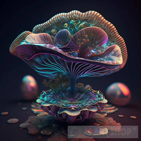 Vibrant And Otherworldly Mushroom Nature Ai Art