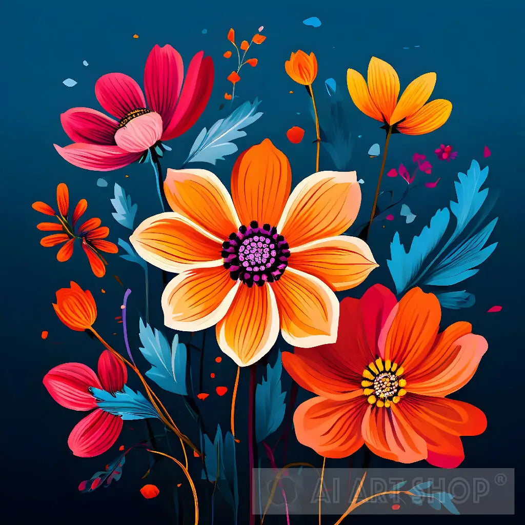 Vibrant Blooms AI Art - Shop Now | Artist.aiartshop.com