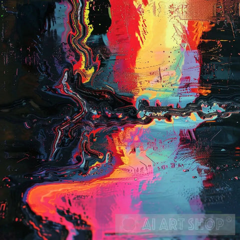 Vibrant Currents Abstract Ai Art