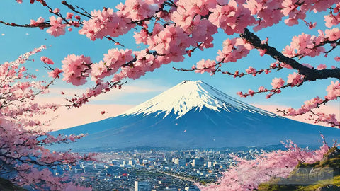 Vibrant Depiction Of Cherry Blossoms In Full Bloom Ai Artwork