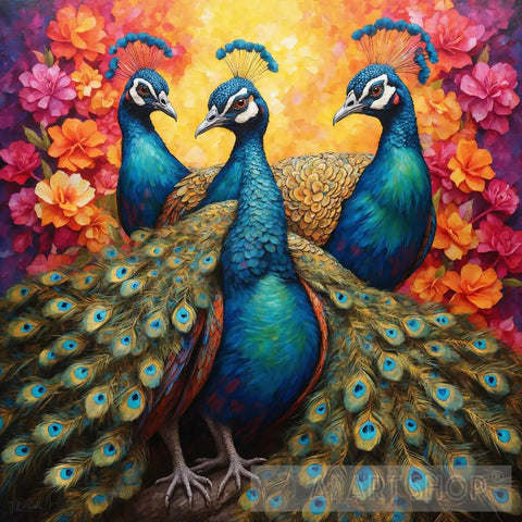 Vibrant Peacocks Animal Ai Art