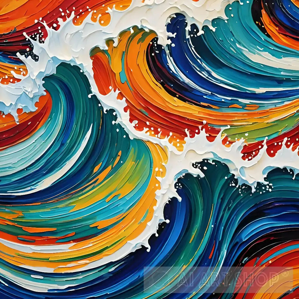 Vibrant Undertow. Artwork in Acrlyic paint effect of waves, color a...