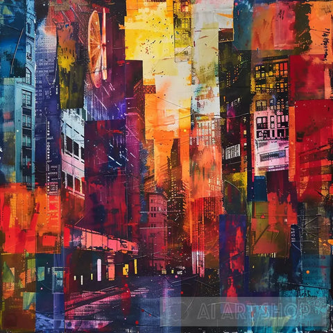 Vibrant Urban Collage - Abstract Contemporary Art Ai