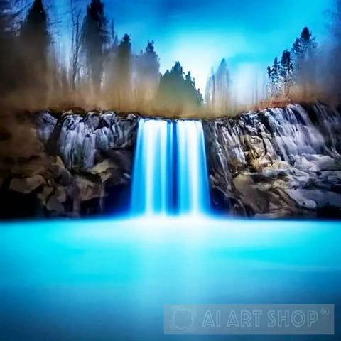 View Of A Waterfall Nature Ai Art